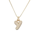 Pendentif lettre y bulle dorée hip-hop serti de zircons et sa chaîne assortie - Lettre Y