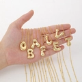 Fashionable gold puff balloon 26 initial letter pendant necklace for women - Letter A / Gold Smooth Q Style + Bead Chain