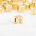 Perla a cubo placcata oro 18k con numero 9 in strass per creazione gioielli fai da te - Ciondolo Numero 9 Solo (Senza Catena)