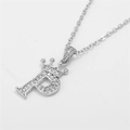 Silver crown letter P pendant necklace with sparkling cubic zirconia pavé finish - Letter P / Silver