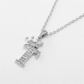 Silver crown initial T necklace with 18k gold plating and micro-pave cubic zirconia - Letter T / Silver