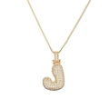Pendentif Hip Hop lettre J en cuivre plaqué or avec zircons blancs scintillants - Lettre J