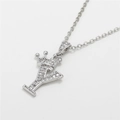 Silver crown initial necklace with letter Y pendant and sparkling zircon stones - Letter Y / Silver