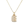 Pendentif lettre E style hip hop doré serti de zircons avec une chaîne box - Lettre E