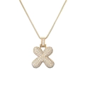 Pendentif lettre X bulle style hip hop doré serti de zircons blancs étincelants - Lettre X