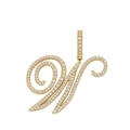 Makroaufnahme des 18K vergoldeten Buchstabe W Anhängers mit glitzernden Zirkonia-Steinen - Einzelner Anhänger / Gold W