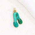 Detailed close-up of letter A green enamel pendant with golden metallic edges and ring - Pendant Only (Without Chain) / Letter A