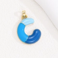 Macro detail of the letter C pendant with blue gradient enamel and gold plated edges - Pendant Only (Without Chain) / Letter C