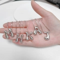 Polished silver bubble alphabet letter M H K A J pendant necklaces on delicate chains - Silver Smooth Q Style + Box Chain