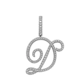 Vereister Buchstabe D Anhänger mit weißen Zirkonia in silbernem Finish Kette - Einzelner Anhänger / Silber D
