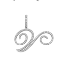 Eisgekühlter kursiver Buchstabe D Anhänger in Silber mit Zirkonia-Pflasterstein-Einstellung - Nur Anhänger (Ohne Kette) / Silber V