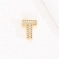 Collana con ciondolo lettera T placcata oro 18K e zirconi cubici micro-pave lucidi - Lettera T