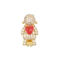 Detail eines Mädchen-Anhängers in Gold mit klaren Zirkonia und rotem Herz-Edelstein - Glückliches Mädchen 6 (NO.6)