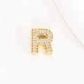 Ciondolo lettera R placcato oro 18K con pavé di zirconi cubici scintillanti - Lettera R