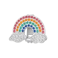 Detailed view of rainbow and cloud charm with colorful stones and white cubic zirconia - Slide Charm / Rainbow Cloud Style (NO.1)