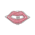 Detailed view of lip-shaped accessory featuring vibrant red crystals and silver setting - Slide Charm / Silver Lips Style (NO.3)