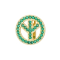Detailed macro view of 10mm mesh bracelet with a green gemstone star charm in gold - Slide Charm / Gold Green Circle Style (NO.5)