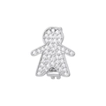Makrofoto eines 10mm Edelstahl-Armbands mit einem kristallbesetzten Mädchen-Anhänger - Kleid Mädchen Stil (NO.1)