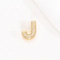 Ciondolo lettera J placcato oro 18K con micro zirconi su fondo di pietra bianca - Lettera J