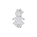 Macro shot of a silver girl charm with sparkling pavé zircons and a bow dress design - Bow Chibi Girl Style (NO.5)