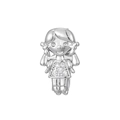 Detail of silver cartoon girl pendant with sparkling pavé cubic zirconia gemstones - Silver Twin Tails Girl Style (NO.7)