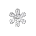 Detailed view of silver flower charm with shimmering pavé stones for 10mm mesh bracelet - Silver Six-Petal Flower Style (NO.2)