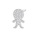 Macro detail of silver boy pendant with pavé set cubic zirconia and baseball cap design - Baseball Cap Boy Style (NO.8)