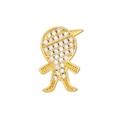 Macro detail of a gold boy silhouette brooch with sparkling cubic zirconia inlay - Peaked Cap Boy Style (NO.9)