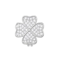 Macro detail of silver four-leaf clover charm with heart petals and paved cubic zirconia - Silver Four-Leaf Clover Style (NO.4)