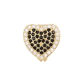 Makro-Detail eines 10mm Gold Herzanhängers mit schwarzem und weißem Zirkonia-Pavé - Goldbasis Schwarz Weiß Strass Herz (SY-003)