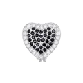 Makroaufnahme Herzanhänger mit schwarz-weißen Pavé-Steinen auf Edelstahl-Armband - Silberbasis Schwarz Weiß Strass Herz (SY-004)