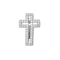 Detailed view of silver cross pendant with hollow structure and pavé cubic zirconia - Silver Cross Style (NO.6)