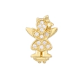 Close-up of a gold-plated girl charm with bow and sparkling zircon stones for jewelry - Bow Gold Girl Style (NO.13)