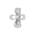Detailed back view of a silver heart charm with secure flip clasp and sparkling zircons - Silver Petal Cross (NO.8)