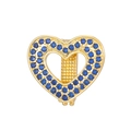 Detailansicht eines goldenen Herzanhängers mit blauen Strasssteinen und Hohlraum-Design - Goldbasis Pavé Blau Strass Herz (SY-006)