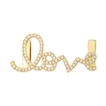 Macro detail of gold-plated Love charm with sparkling pavé zircons for DIY bracelets - Gold Cursive Love (NO.11)