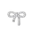 Detailed macro view of bow charm accessory with pavé-set round cubic zirconia stones - Silver Bow Style (NO.14)