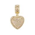 Pendente a cuore placcato oro con zirconi a baguette e tondi in stile hip hop trendy - singolo pendente (senza catena) / Oro