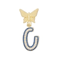Detail of butterfly and letter C pendant with blue and white pavé-set zircons - Letter C Style / Pendant Only (Without Chain)