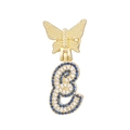 Close-up of butterfly letter B pendant with blue and white cubic zirconia pave - Letter E Style