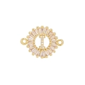 Detailed macro of a gold-plated copper letter I charm with baguette zirconia stones - I Pendant Only (Without Chain) / Gold