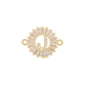 Macro detail of gold plated letter J charm with baguette cut crystals and pave setting - J Pendant Only (Without Chain) / Gold