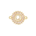 Detail von Goldblumen-Buchstabe Q Anhänger mit Zirkonia für verstellbare Armbänder - Q Anhänger Ohne Kette