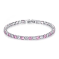 Bracciale tennis 4mm in argento con zirconi rosa e trasparenti alternati con eleganza - 17cm / Rosa e Bianco