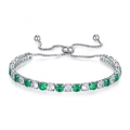 Bracciale tennis regolabile in argento con zirconi da 4mm verde smeraldo e bianchi - Tipo regolabile / Verde e Bianco