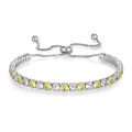 Bracciale tennis regolabile 4mm placcato argento con zirconi gialli e bianchi alternati - Tipo regolabile / Giallo e Bianco