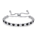 Bracciale tennis 4mm bianco e nero con chiusura bolo regolabile e placcatura argento - Tipo regolabile / Nero E Bianco
