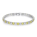 Dettaglio del bracciale tennis 4mm con pietre preziose gialle e bianche alternate - 17cm / Giallo e Bianco