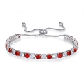 Bracciale tennis argento con zirconi rossi e bianchi 4mm e chiusura regolabile - Tipo regolabile / Rosso e Bianco