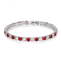 Dettaglio macro del bracciale tennis 4mm con zirconi rossi e trasparenti alternati - 17cm / Rosso e Bianco